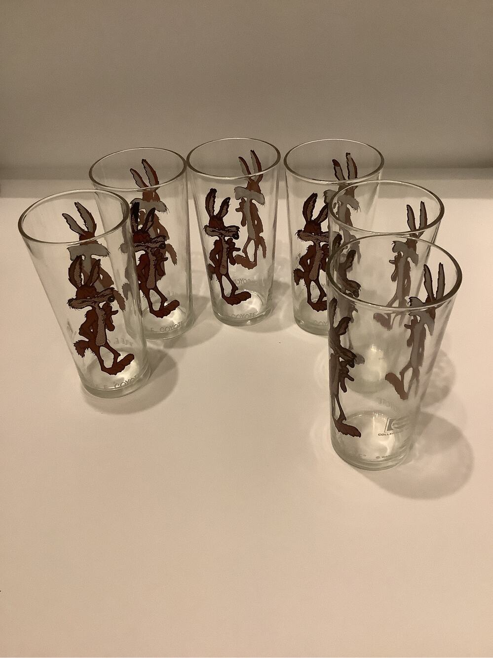 Vtg 1973 Pepsi Looney Tunes Wile E Coyote Glass Set 6 Warner Bros Collector 16oz